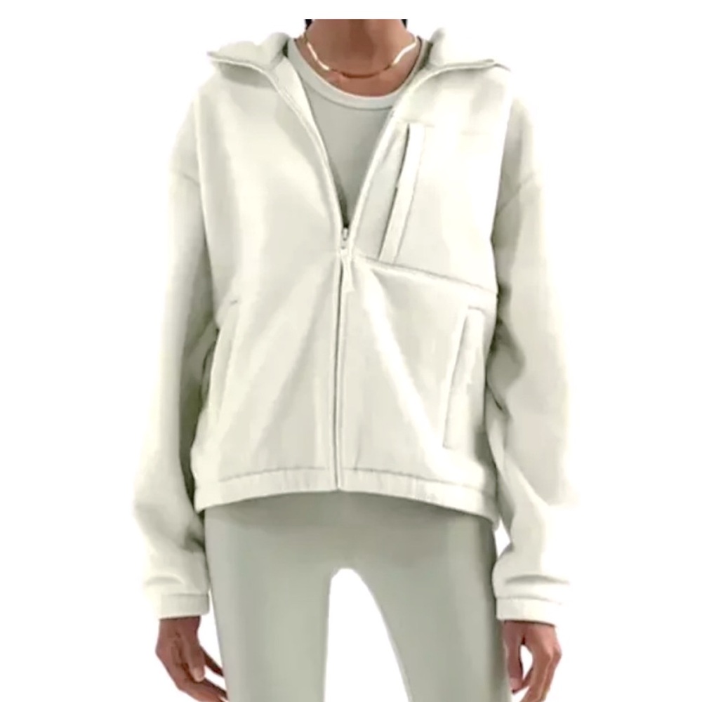 TNA / Aritzia Cream Polartec Zip-Up Hoodie